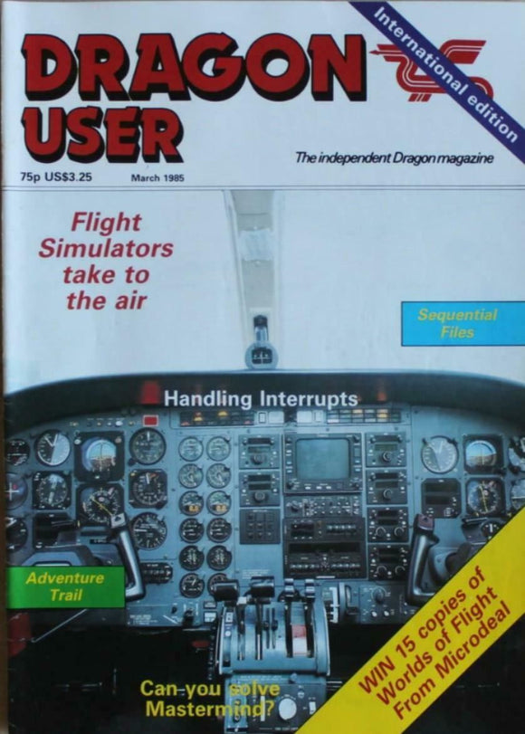 Vintage - Dragon User Magazine - March 1985 -  contents shown in photographs