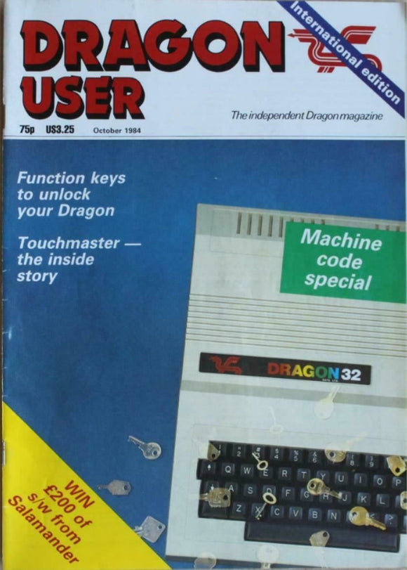 Vintage - Dragon User Magazine - October 1984 -  contents shown in photographs