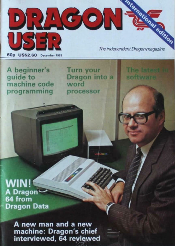 Vintage - Dragon User Magazine - December 1983 -  contents shown in photographs