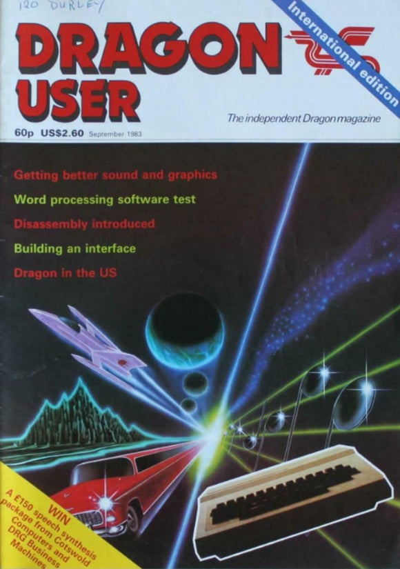 Vintage - Dragon User Magazine - September 1983 -  contents shown in photographs