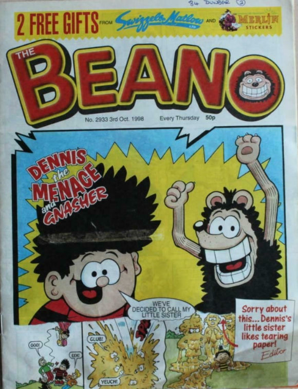 Beano British Comic - # 2933 - 3 October 1998