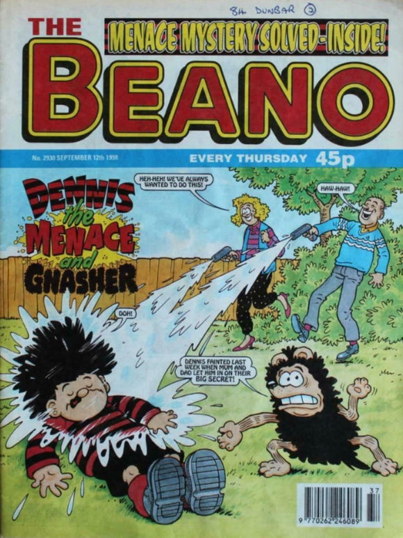 Beano British Comic - # 2930 - 12 September 1998