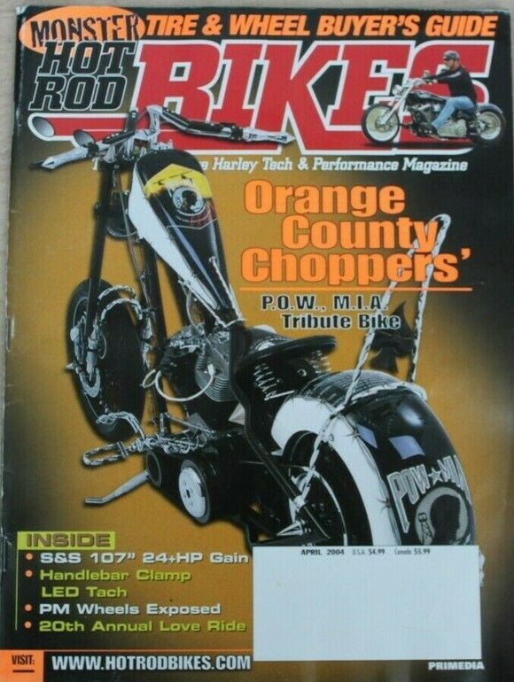 Hot Rid Bikes Biker Bike mag - April 2004 - Orange County Choppers MIA POW