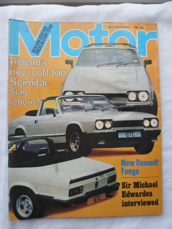 Motor magazine - 1 March 1980 - Reliant Scimitar - Fuego