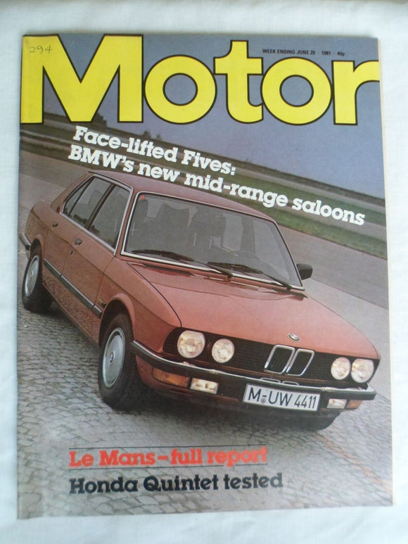 Motor magazine - 20 June 1981 - BMW 5 series - Le Mans report