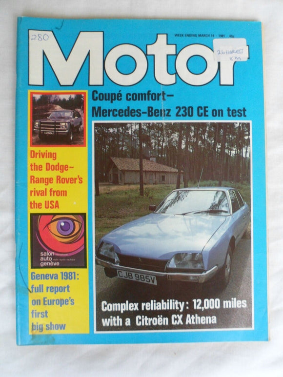 Motor magazine - 14 March 1981 - Merc 230CE - Dodge Ramcharger