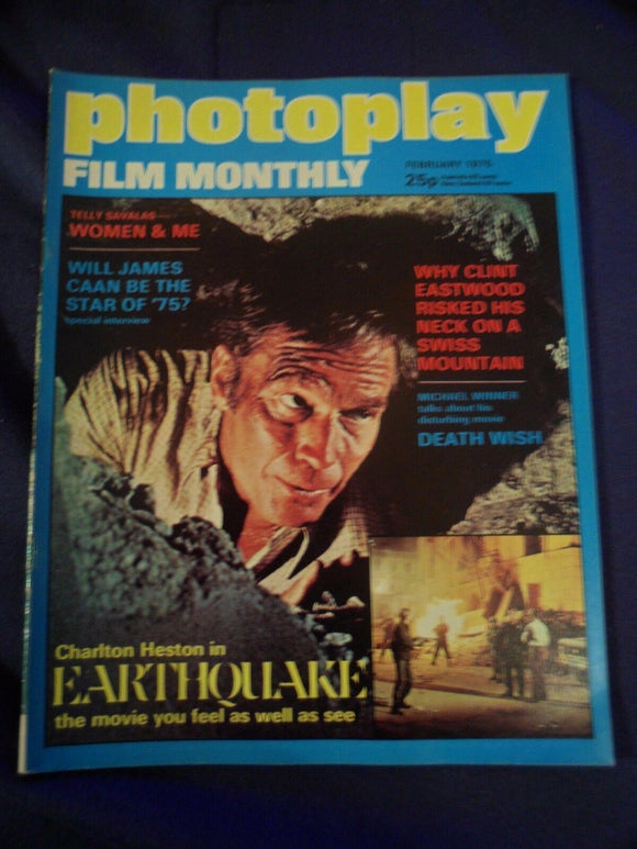 Vintage Photoplay Magazine - February 1975 - Death Wish - Earthquake