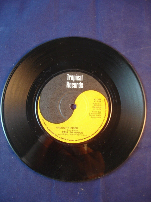 7'' Single Vinyl Reggae - Paul Davidson / Organization ‎– Midnight Rider AL056