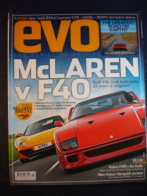 Evo Magazine # Sep 2012 - Ferrari F40 guide - Astra VXR