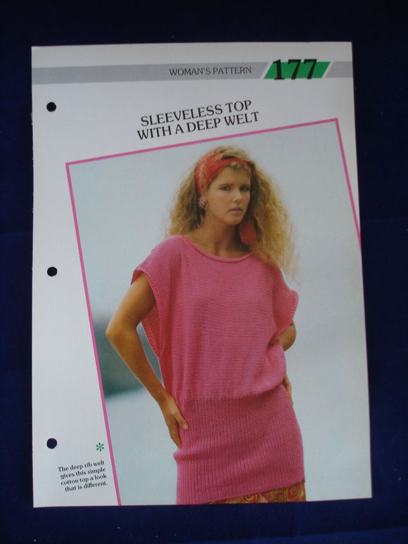 Deep welt sleeveless top ladies jumper knitting pattern 30 - 40  in bust