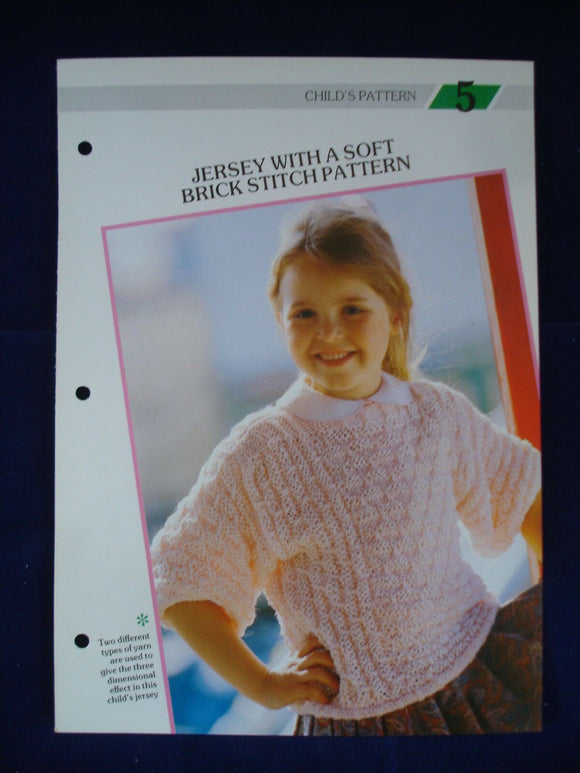 Brick stitch Children childs  jumper knitting pattern 34 - 36 in chest