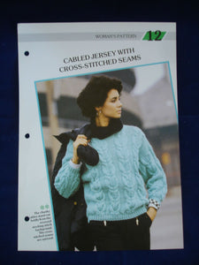 Cabled Jersey ladies jumper knitting pattern - 32 - 34 in bust