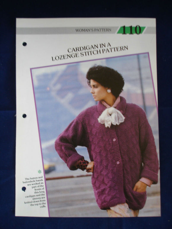 Lozenge stitch cardigan ladies jumper knitting pattern 34-36 in bust