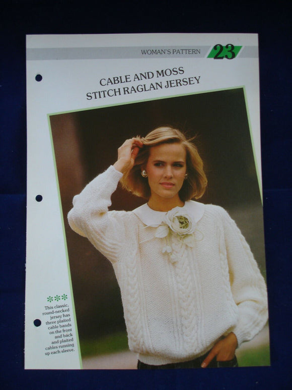 Cable and moss Raglan jersey  ladies jumper knitting pattern - 34 - 38 in bust