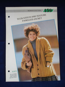 Tuck stitch textured panel jacket ladies jumper knitting pattern 32 - 38 in bust