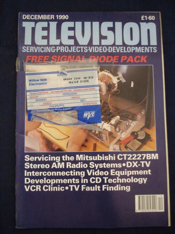 Vintage Television Magazine - December 1990  -  Birthday gift for electronics