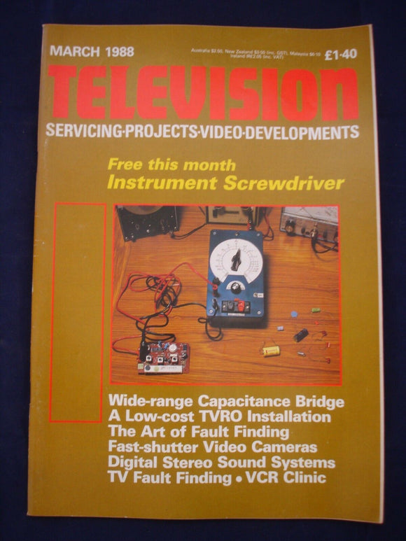 Vintage Television Magazine - March 1988  -  Birthday gift for electronics