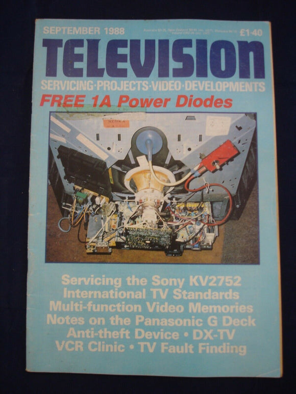 Vintage Television Magazine - September 1988  -  Birthday gift for electronics