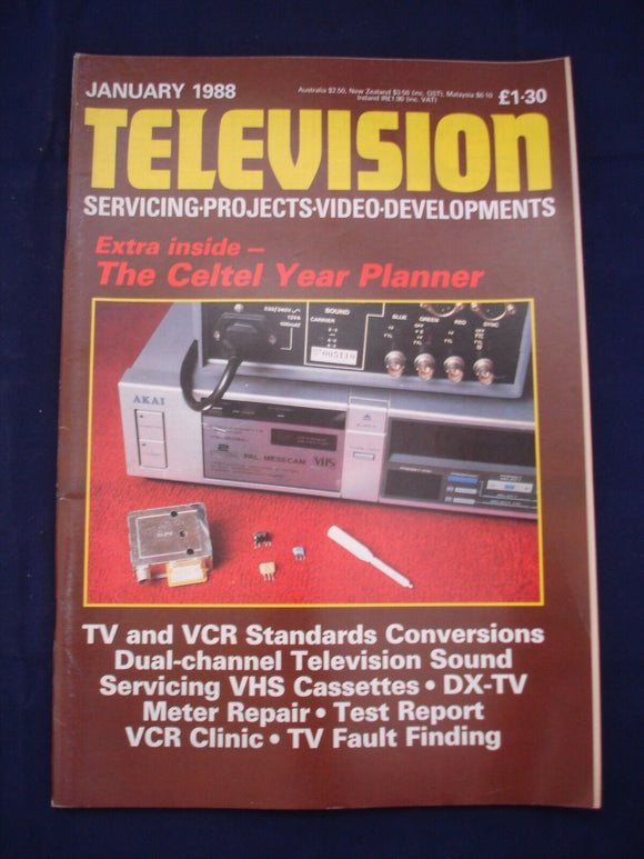 Vintage Television Magazine - January 1988  -  Birthday gift for electronics