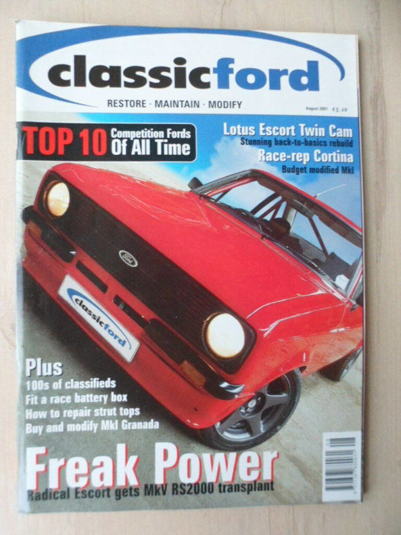 Classic Ford magazine - August 2001 - RS200 - Cortina - Lotus Escort