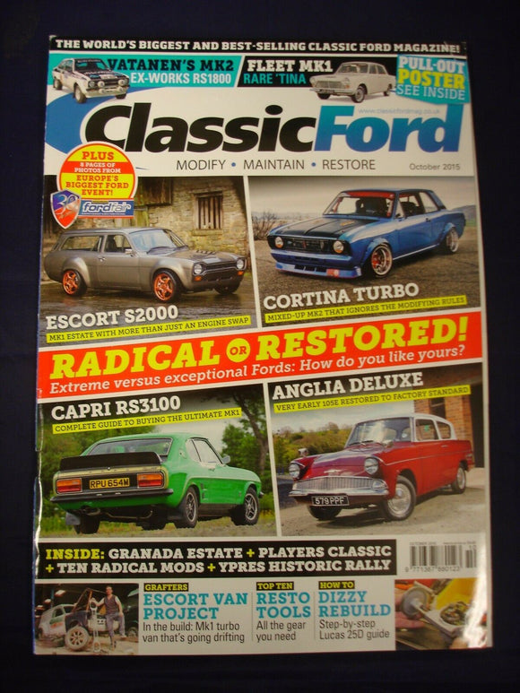 Classic Ford Mag -  October 2015  - Capri RS3100 - Anglia - Granada - Escort