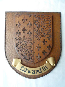 Coat of Arms King Edward III Heraldry British Royal Crest Wall Plaque Vintage