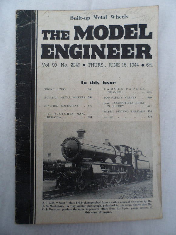 Model Engineer - Issue 2249 - June 15 1944 - contents shown in photos