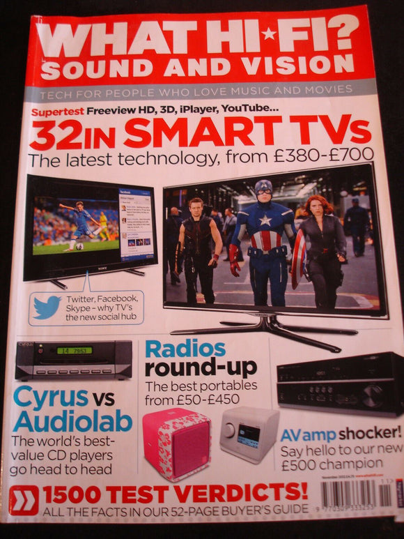 What Hi Fi Sound and vision Nov 2012 AV amp shocker, 32 in smart TV