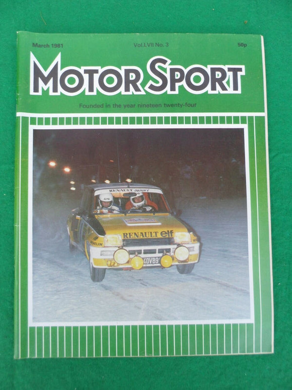 Motorsport Magazine - March 1981 - Contents shown in Photographs