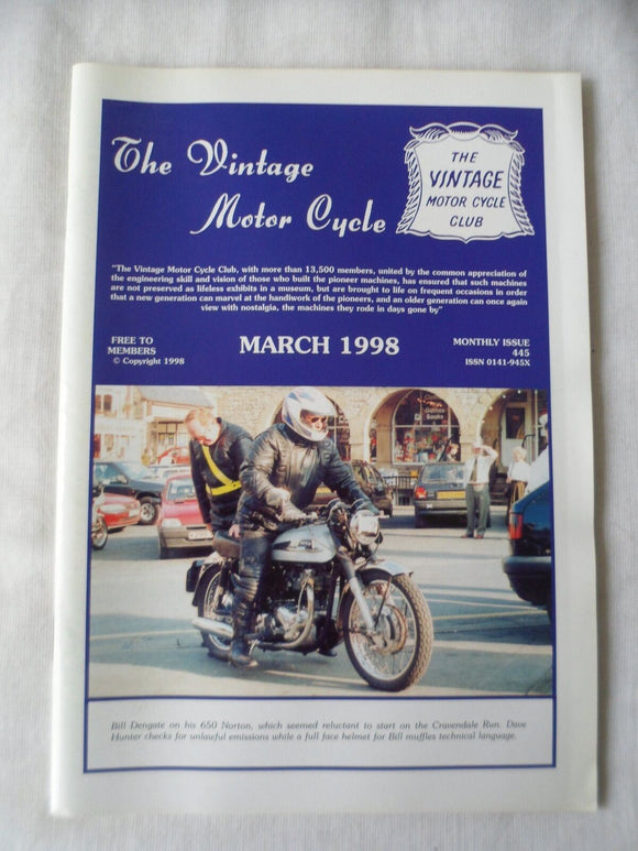 The Vintage Motorcycle club magazine  - March 1998