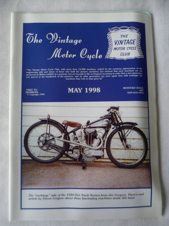 The Vintage Motorcycle club magazine  - May 1998