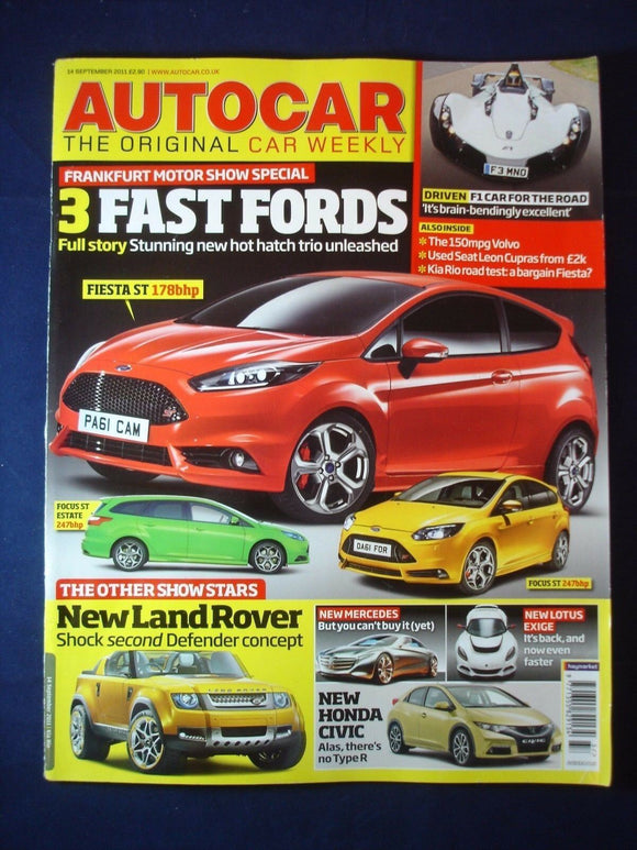 Autocar - 14th September 2011 -  Fast Ford - Lotus Exige