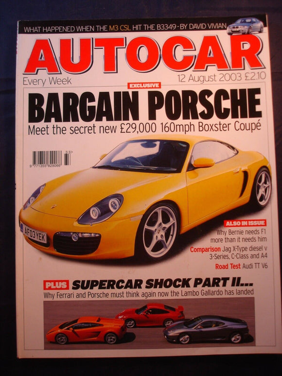 Autocar - 12th August 2003 - M3 CSL - Supercar shock - Porsche - Lambo