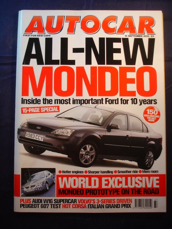 Autocar - 13th September 2000 - Mondeo - Jaguar E type 40 years on