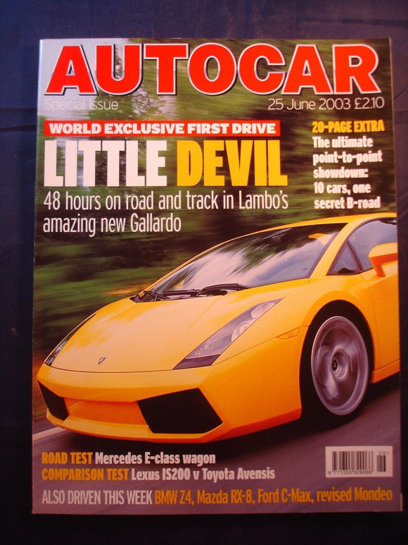 Autocar - 25th June 2003 - Lamborghini Gallardo - E class