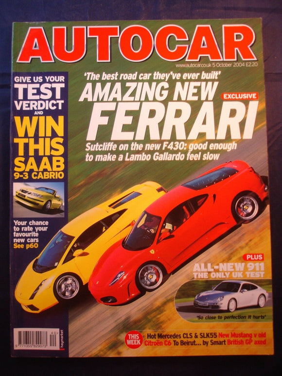 Autocar - 5th October 2004 - Ferrari F430 - Mustang - CLS - SLK55