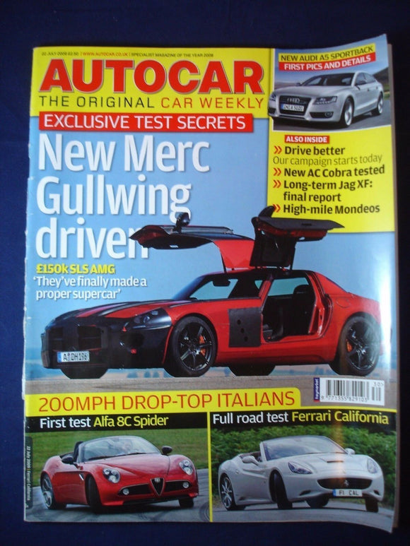 Autocar - 22nd July 2009 - Merc Gullwing - 8C - Ferrari California