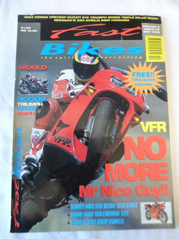 Fast Bikes - December 1993 - Honda VFR - Ducati 916