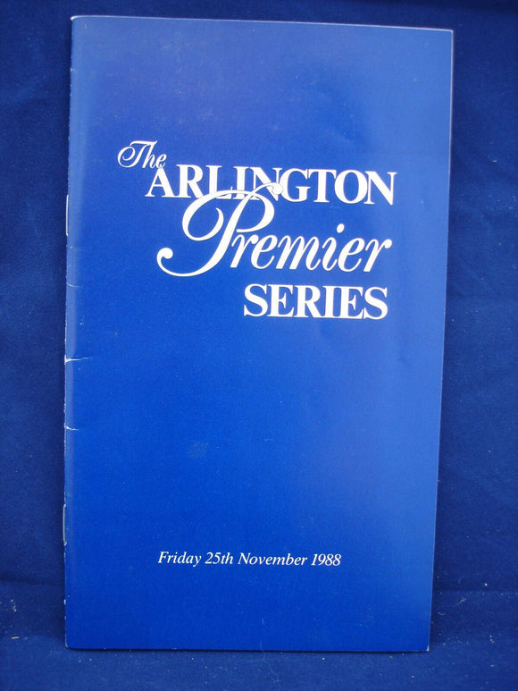 Horse racing - Race Card - Newbury - 25th November 1988 - Arlington Premier
