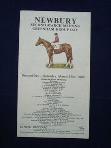 X - Horse racing - Race Card - Newbury - 27 March 1982