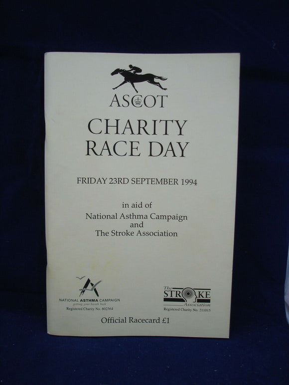 Horse racing - Race Card - Ascot - 23rd September 1984 - Charity race day