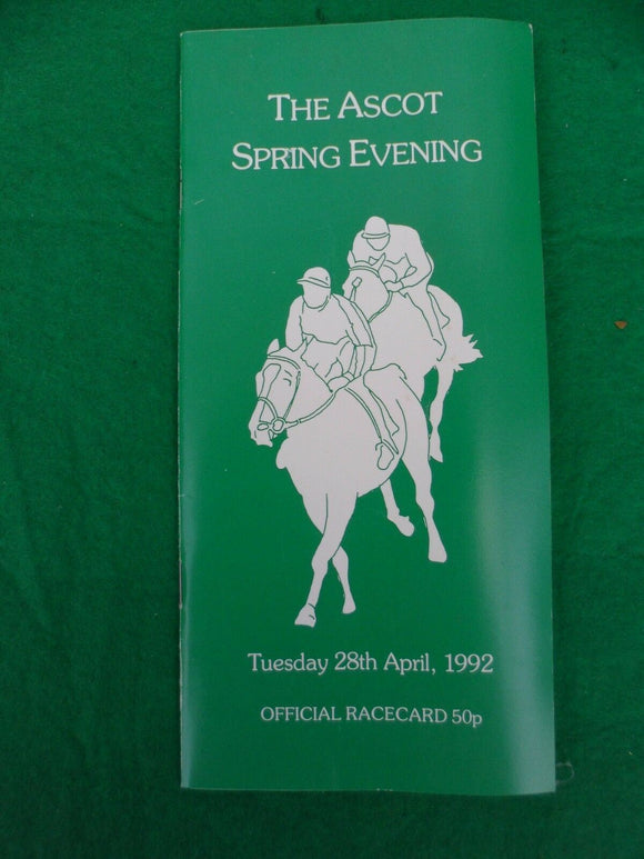 X - Horse racing - Race Card - Ascot - 28 April 1992 -