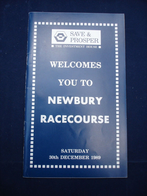 Horse racing - Race Card - 30th December 1989 - Save and Prosper