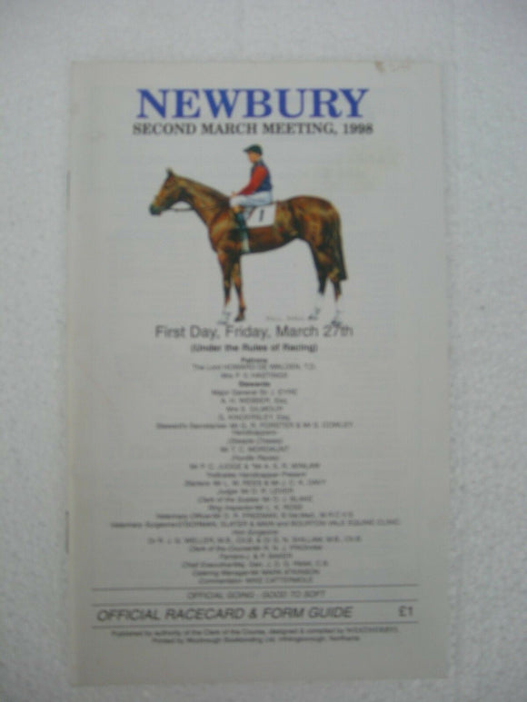 Horse racing - Race Card - Newbury - March 27  1998 -