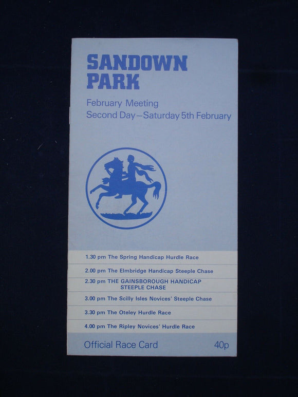 Horse racing - Race Card - Sandown - 27th May 1983