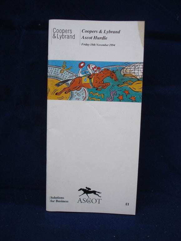 Horse racing - Race Card - Ascot - 18th November 1994 - Coopers + Lybrand