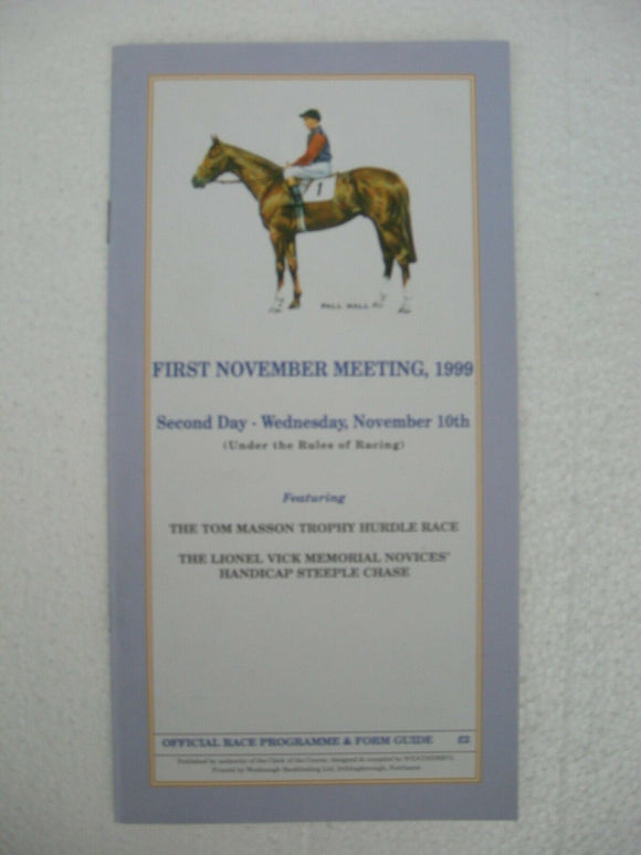Horse racing - Race Card - Newbury - November 10 1999 -