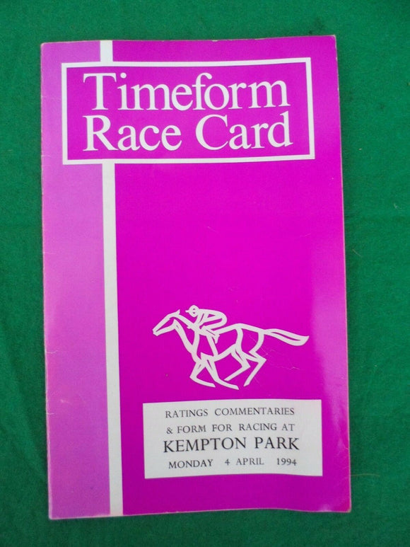 X - Horse racing - Timeform Race Card - Kempton - 4 April 1994