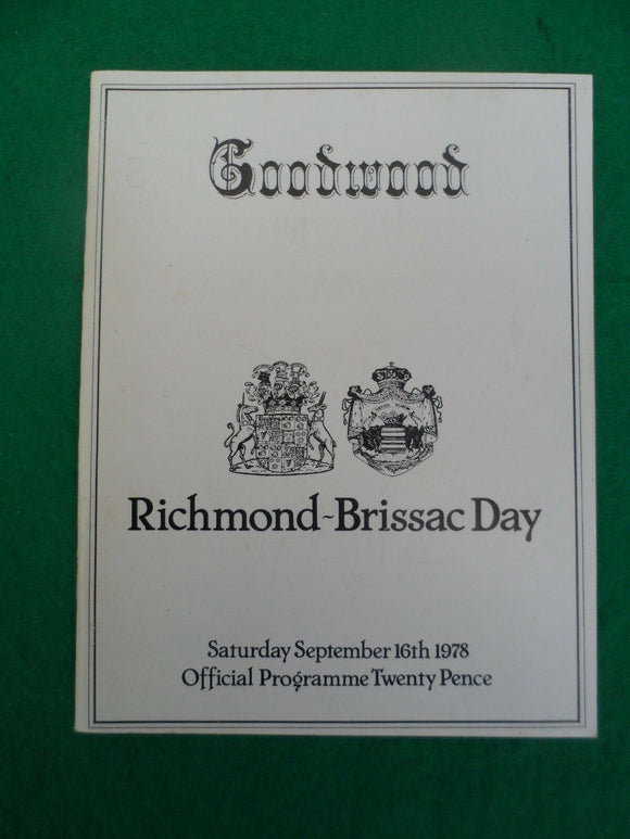 X - Horse racing - Race Card - Goodwood - 16 September 1978 - Richmond Brissac