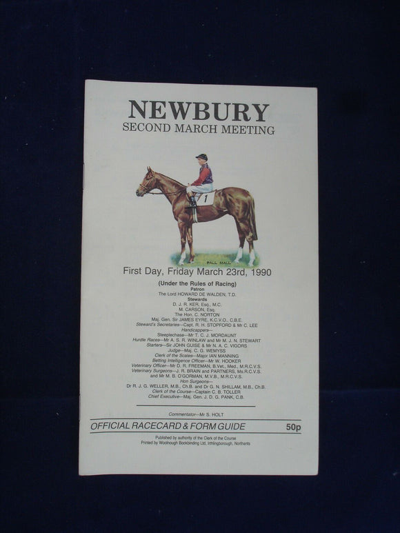 X - Horse racing - Race Card - Newbury -  23 March 1990